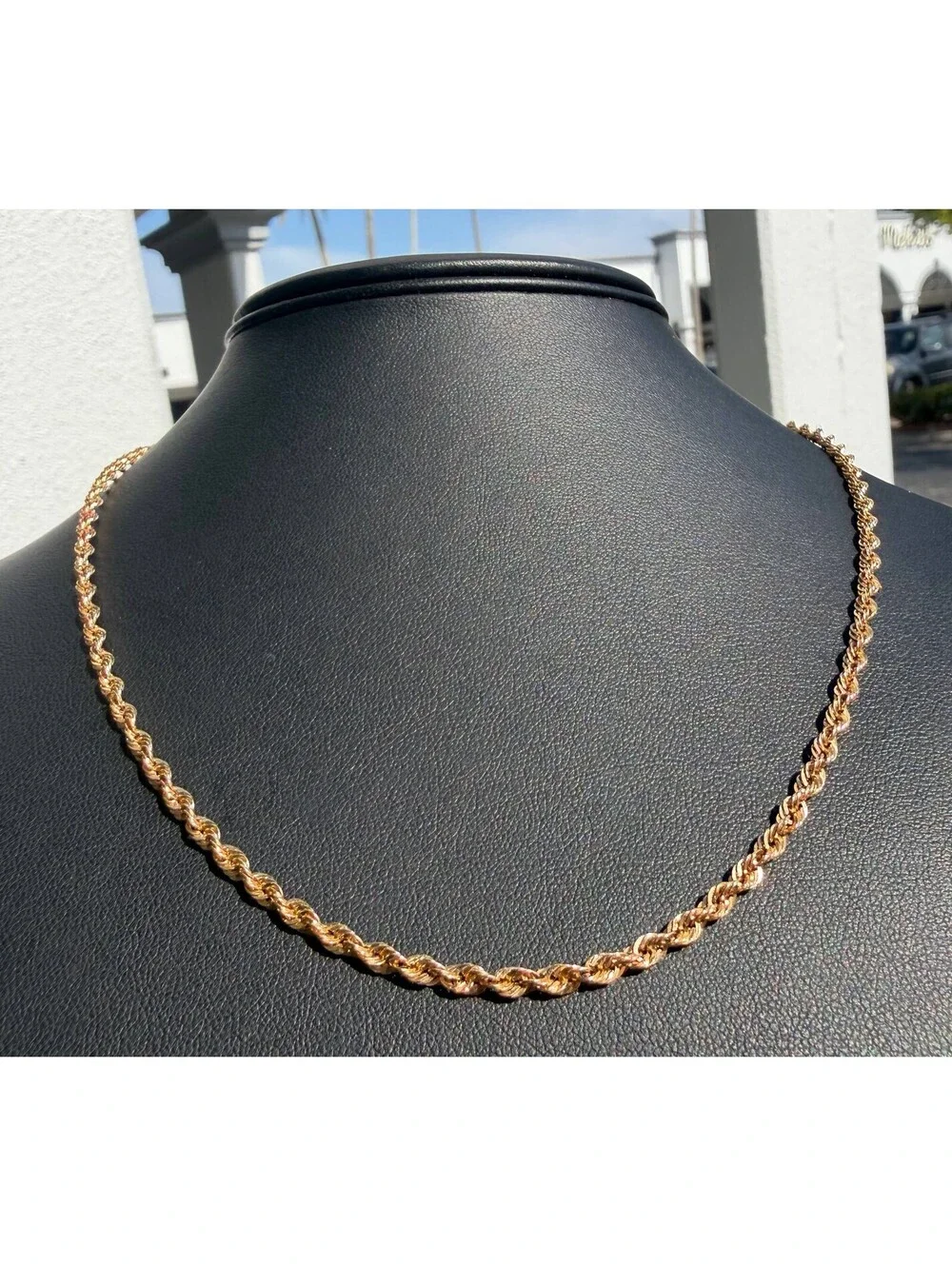 Jewelry 10k hollow yellow gold Rope necklace chain 18.00